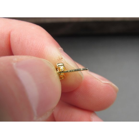 Sterling Silver Gold Plated Bright Round CZ Plain Stud Earrings Vintage Wedding - Picture 4 of 6